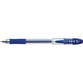 Pix cu gel PENAC FX-1, rubber grip, 0.7mm, con metalic, corp transparent - scriere albastra Pix cu gel PENAC FX-1, rubber grip, 0.7mm, con metalic, corp transparent - scriere albastra