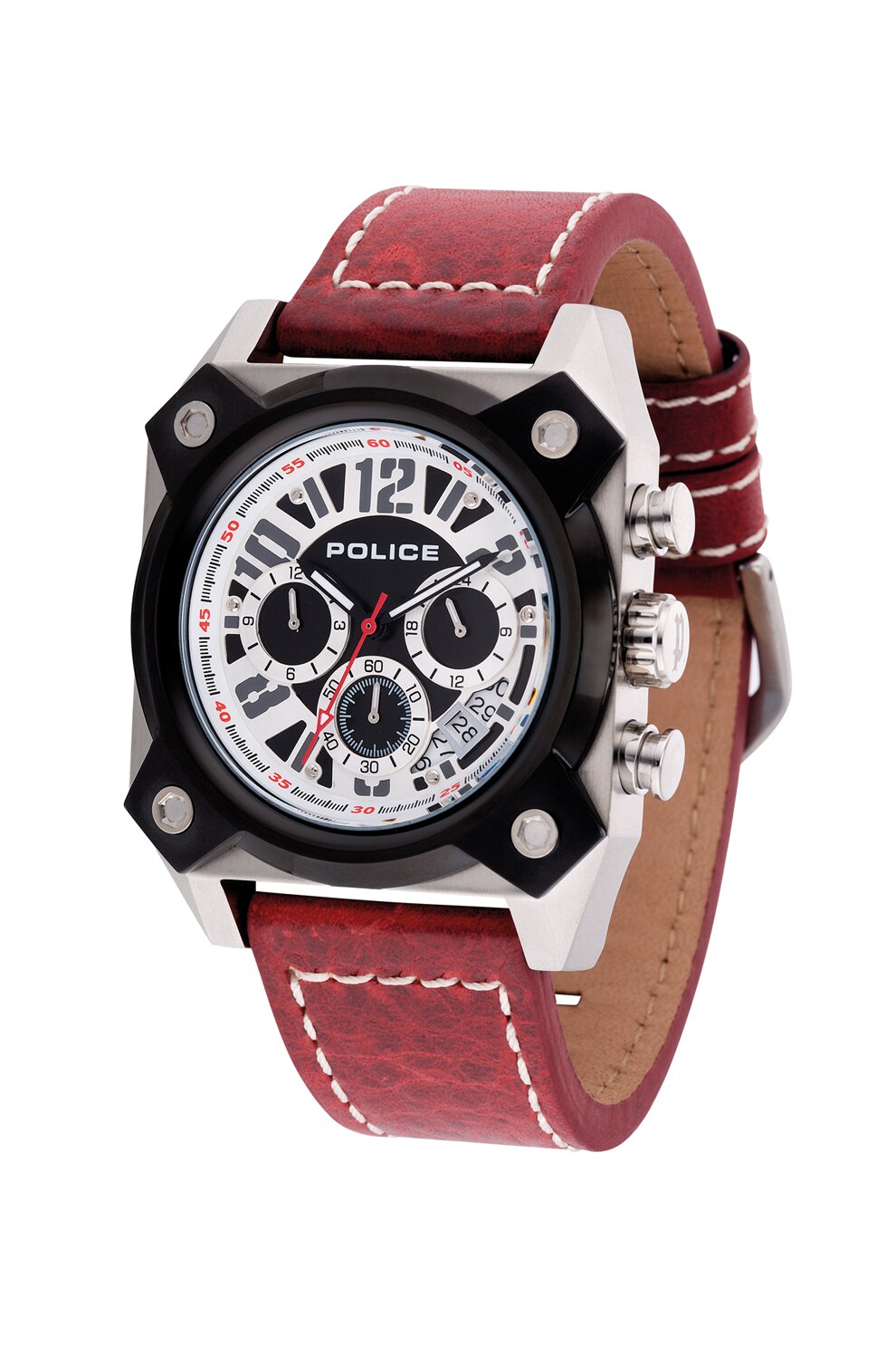Police, Ceas cronograf cu o curea de piele, Maro coniac