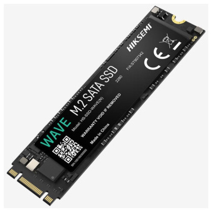 Solid State Drive (SSD) HIKSEMI WAVE(N) HS-SSD-WAVE(N)/512G, 512GB, M.2 2280, SATA III 6 Gb/s, 3D NAND, R/W 560/500 MB/s, Черен