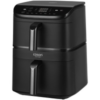 Friteuza cu Aer Cald Cosori Turbo Tower, 2630 W, 6.5 l si 4.3 l, temperatura 30° - 230°C, 7 programe presetate, cosuri cu invelis ceramic, Negru