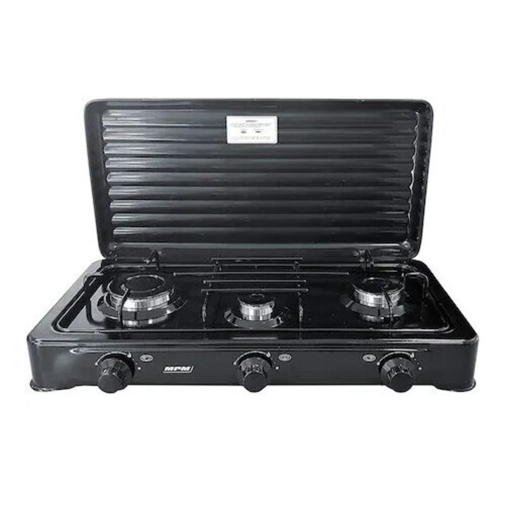 Plita MPM SMILE-KN-03/1KB 3 arzatoare Invelis de protectie Negru