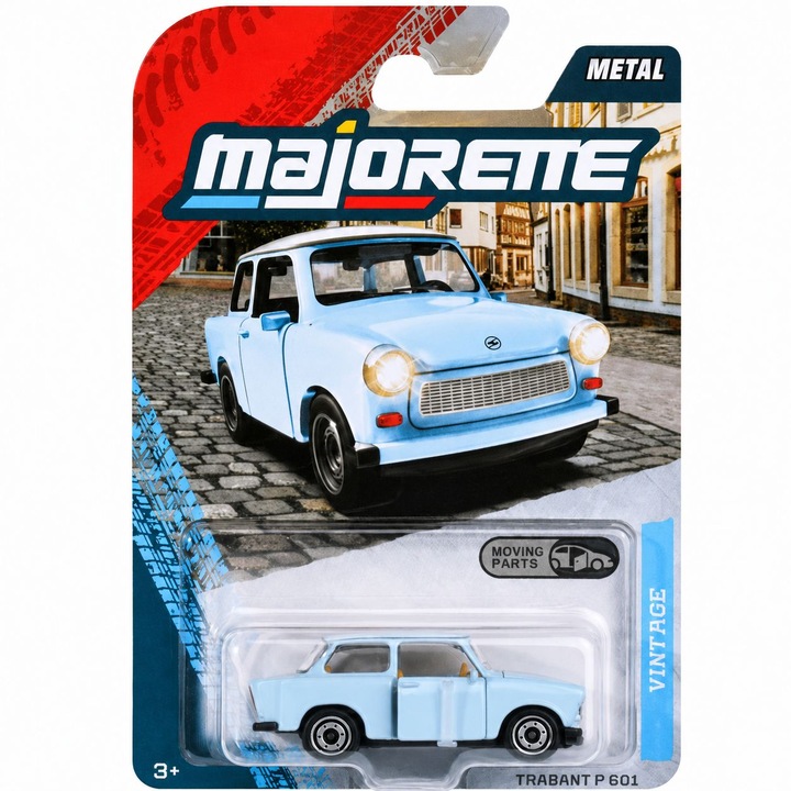 Majorette Trabant P 601 fém kisautó, 1:64 méretarány, fém karosszéria, nyitható ajtók, 7,5 cm, többszínű