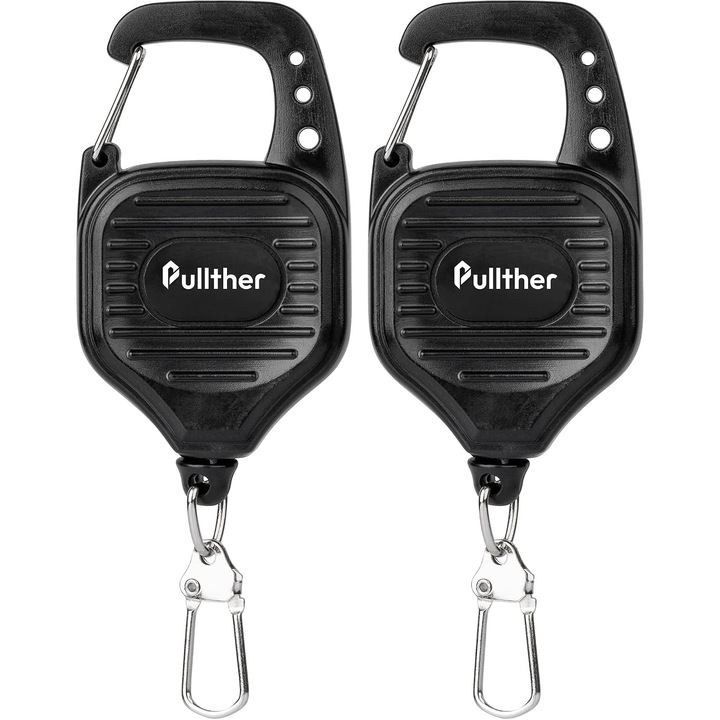 Set 2 Carabinere Retractabile pentru Chei si Badge, 70cm, Rezistente
