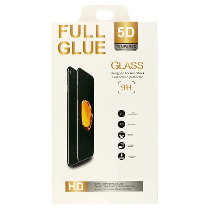 Закалено стъкло Full Glue 5D - iPhone X/XS (5.8") БЯЛО фолио