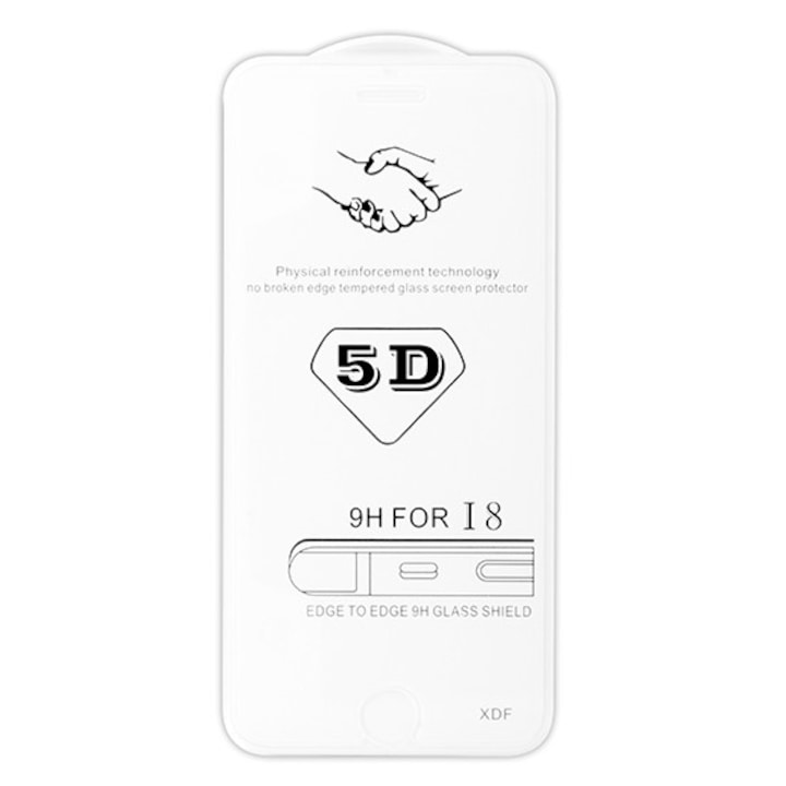 iPhone 8 / iPhone 7 edzett üveg védőfólia a teljes képernyőhöz 5D Full Glue, átlátszó