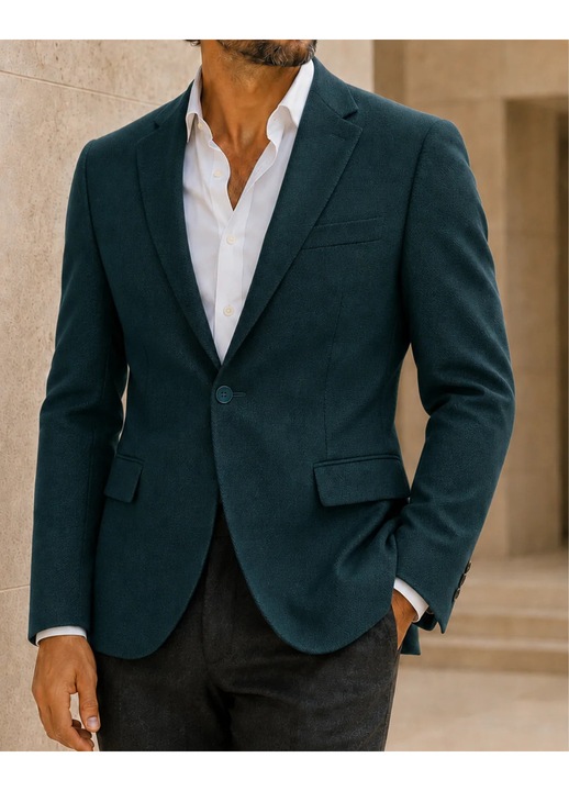 Мъжко сако с текстура Slim Fit, текстурирано, леко еластично за професионалисти и млади хора, подходящо за офис, срещи, вечери и партита, Тъмнозелен