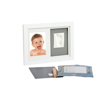 Kit rama foto simpla cu amprenta mulaj manuta sau piciorus, Adora, alb Kit rama foto simpla cu amprenta mulaj manuta sau piciorus, Adora, alb