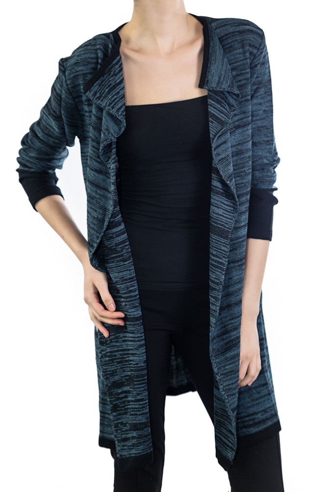 Cardigan tricotat dama Gillmod, bleumarin petrol/negru, Bleumarin petrol/Negru