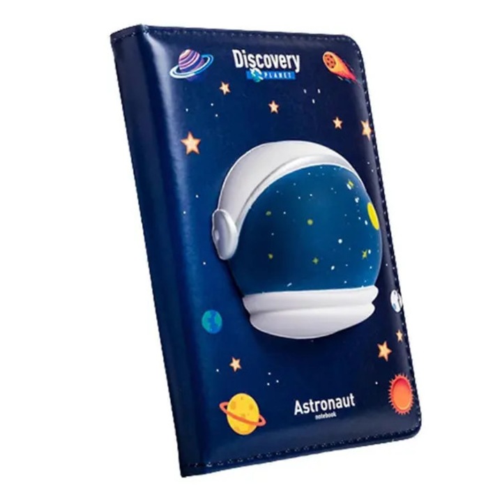 Caiet squishy 3D cu coperta moale Astronaut, design spatiu, bleumarin, 104 x 152 mm