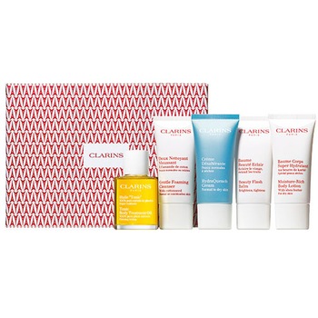 Set Clarins, French Beauty: Ulei tonic pentru corp, 30ml + Spuma curatare, 30ml + Crema HydraQuench, 30ml + Balsam Beauty Flash, 30ml + Lotiune hidratanta, 30ml Set Clarins, French Beauty: Ulei tonic pentru corp, 30ml + Spuma curatare, 30ml + Crema HydraQuench, 30ml + Balsam Beauty Flash, 30ml + Lotiune hidratanta, 30ml