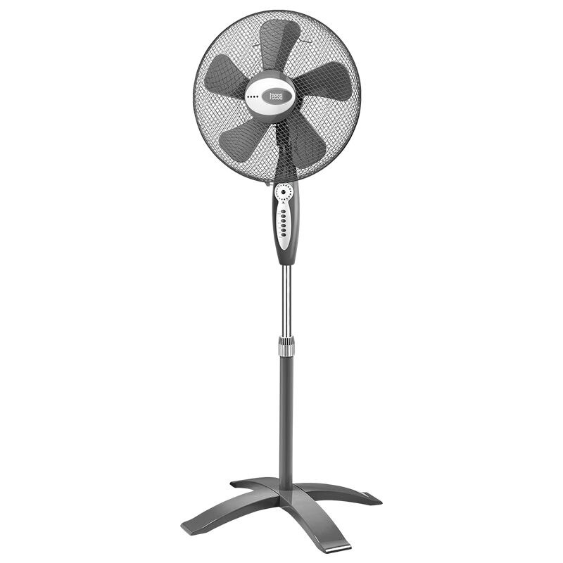 Ventilator cu Picior, 55 w, Telecomanda Inclusa, 3 Moduri de Functionare, 8 Viteze, Temporizator, Miscare Oscilanta, Design Clasic, Gri