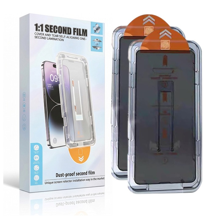 Set 2 Folii Protectie pentru Samsung Galaxy A16, Galaxy A17, Galaxy A18, Protectie de Confidentialitate Mate, Anti-Reflectare si Anti-Spy, cu Kit de Instalare Automata