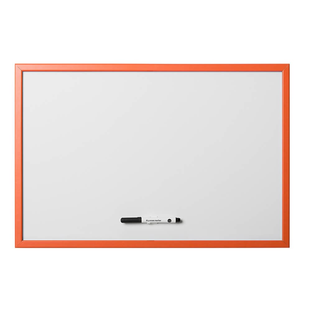 Tabla alba, nemagnetica, BI-OFFICE, 60x90 cm, rama portocalie