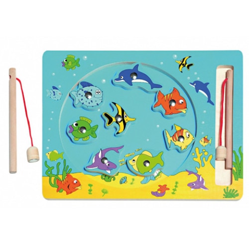 Jucarie de pescuit din lemn