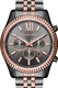 Michael Kors, Ceas cronograf cu bratara metalica Lexington, Gri hematit/Auru rose