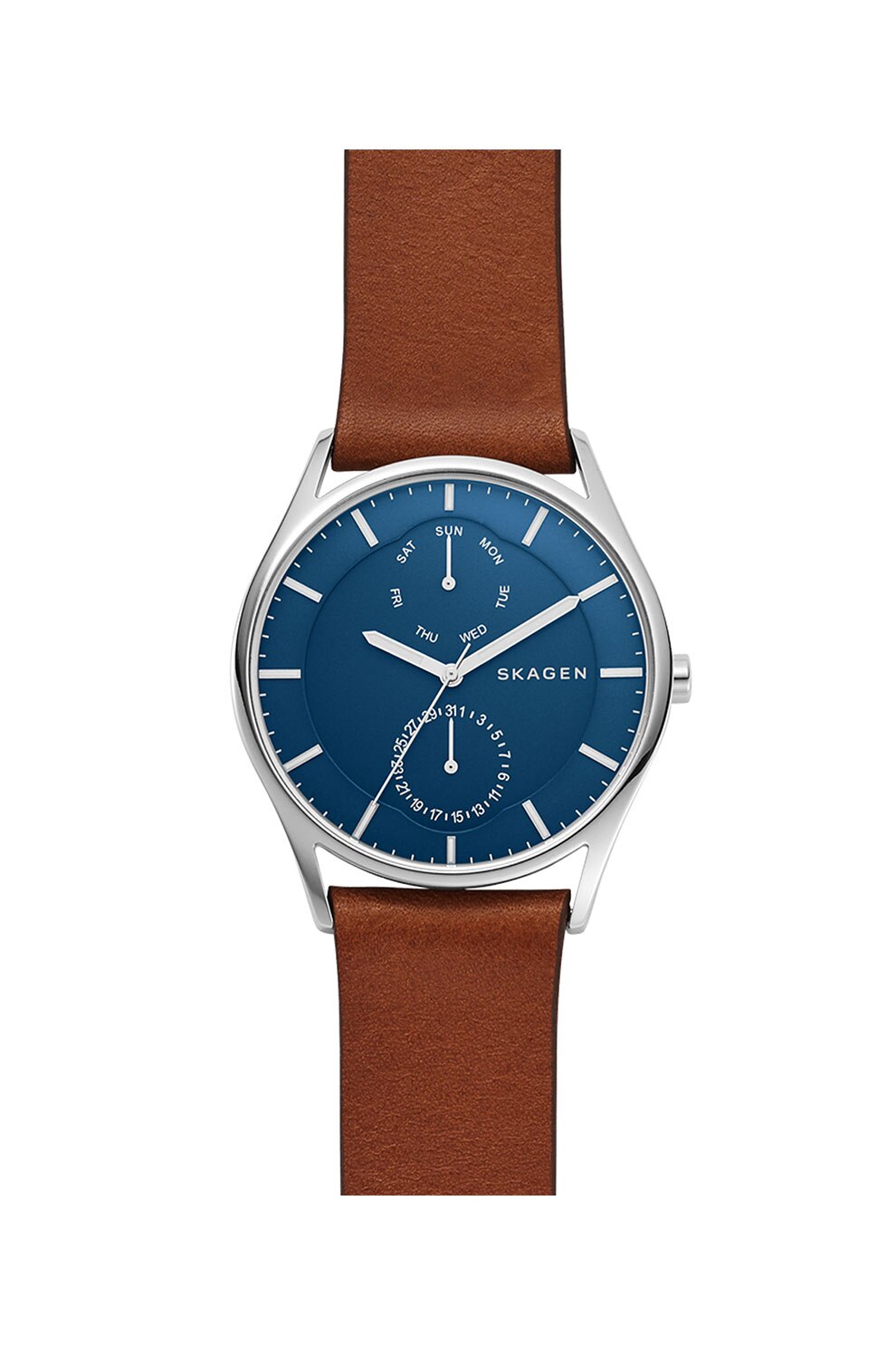 Skagen, Ceas cu functii multiple si curea de piele Holst, Maro coniac