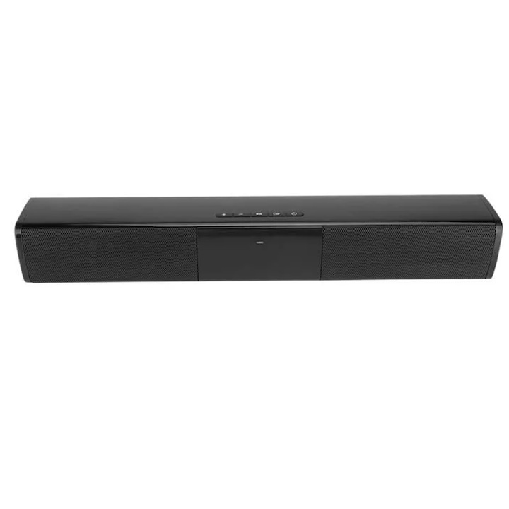 Soundbar pentru TV TENZHVXI 0811BM-BST5082491, Bluetooth v4.2, 4 difuzoare, redare USB/aux 3.5mm, baterie 2000mAh, negru, 33 x 5 x 5 cm
