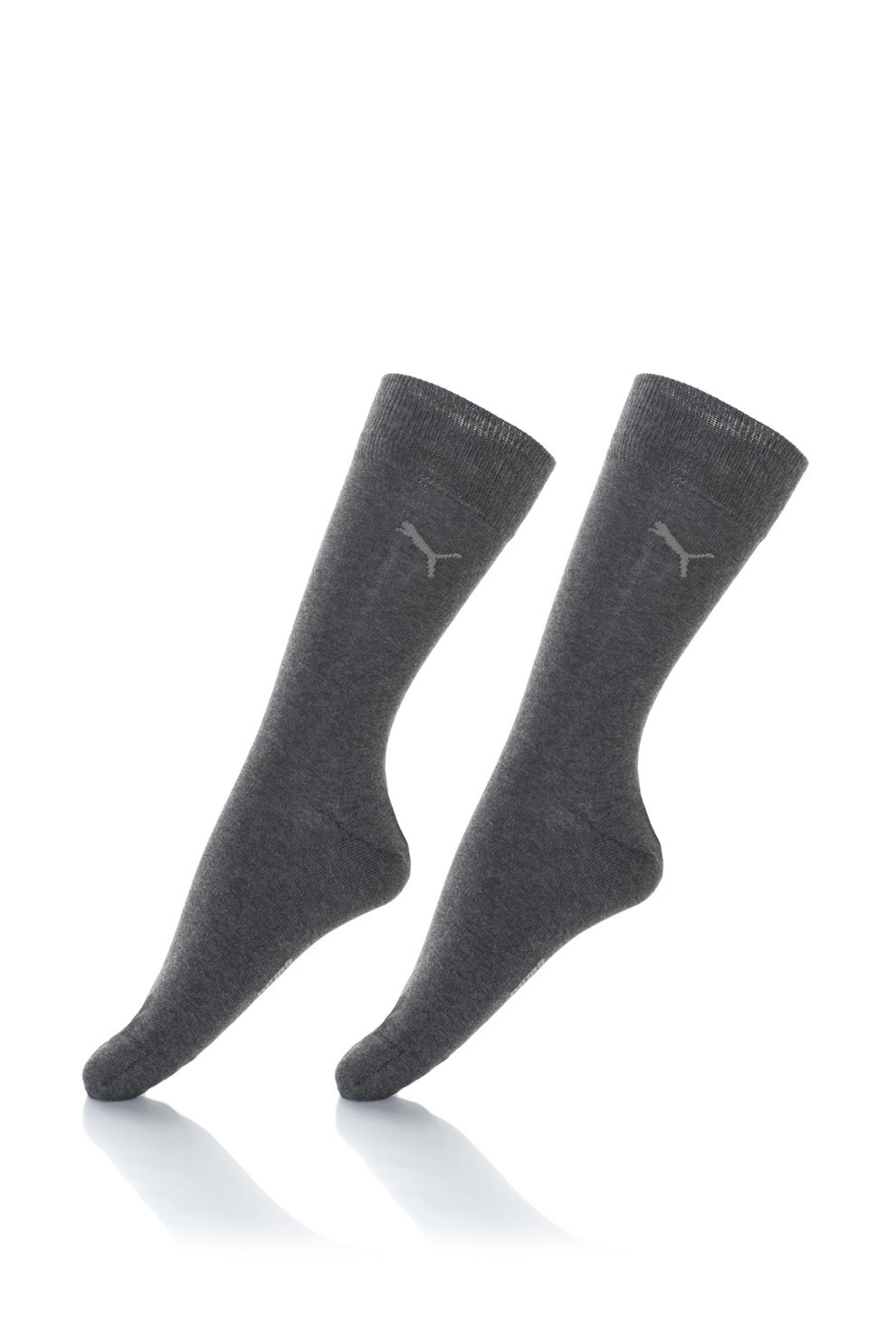 Puma, Set de sosete medii cu logo - 2 perechi, Gri antracit, 43-46
