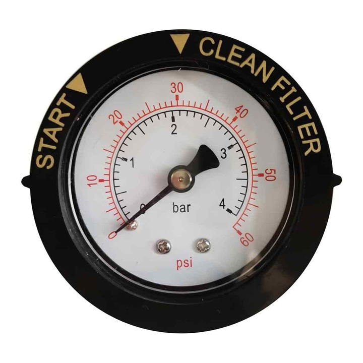 Manometru pentru presiune LR-20260824-28824, 0–4 bar (0–60 psi), pentru montaj pe panou rotund, negru