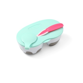 Castron compartimentat cu lingurita Babyono 1067 Verde Castron compartimentat cu lingurita Babyono 1067 Verde