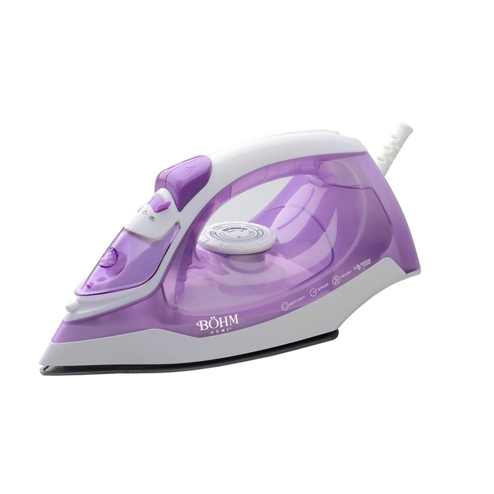 Fier de calcat cu abur BÖHM Home BIC-2201PW, 2200W, Rezervor 250 ml, Talpa Ceramica