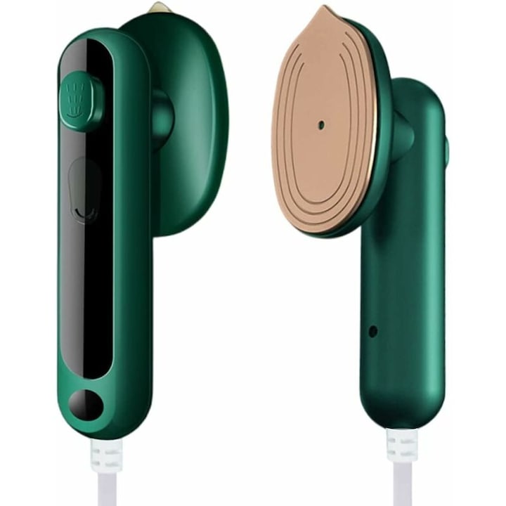 Mini fier de calcat cu abur portabil verde inchis, 80 ml, placa de titan, fier de calcat cu abur 2 in 1 pentru calcat uscat si umed (1 bucata)