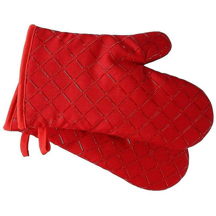 Kiegészítő sütőkesztyű, 1 pár, kb. 27 cm, szilikon csíkok, csúszásgátló pamut bélés, hőálló 392 Celsius fokig, sütéshez és főzéshez alkalmas