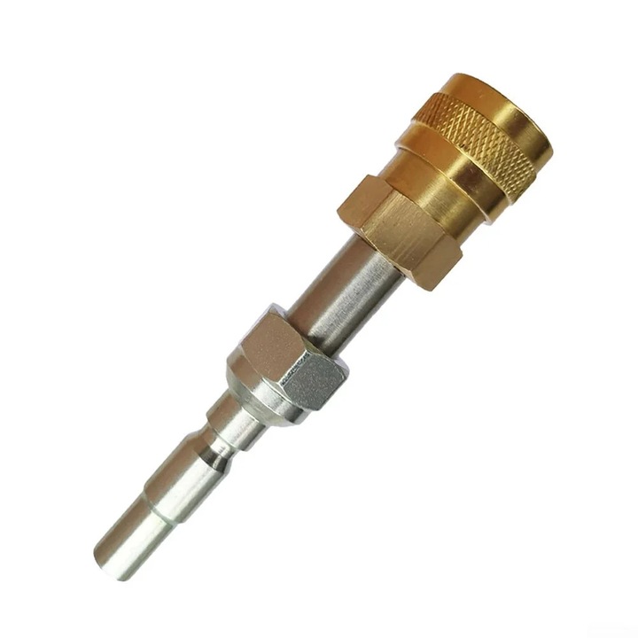 Adaptor pentru lance/pistol de spalare sub presiune YANYXR BCS3090521, compatibil Karcher K1050P/K1050TS/K1050TST/XA15TST/XA17TST, pentru conectare la Ferrex, auriu/argintiu