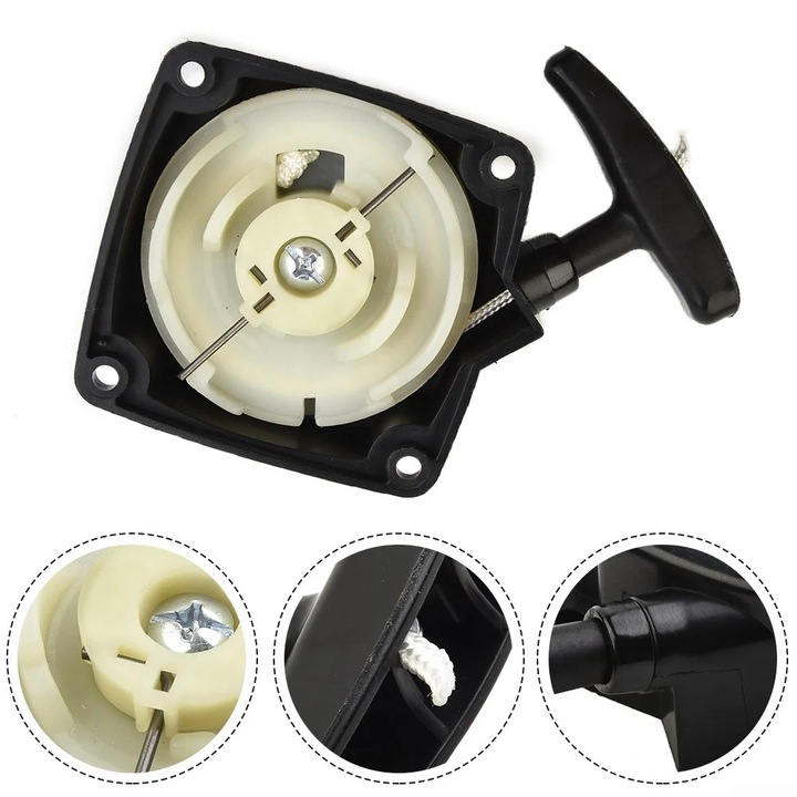 Demaror cu sfoara YANYXR BCS3090454, pentru motocoasa/trimmer/taietor de gard viu, negru