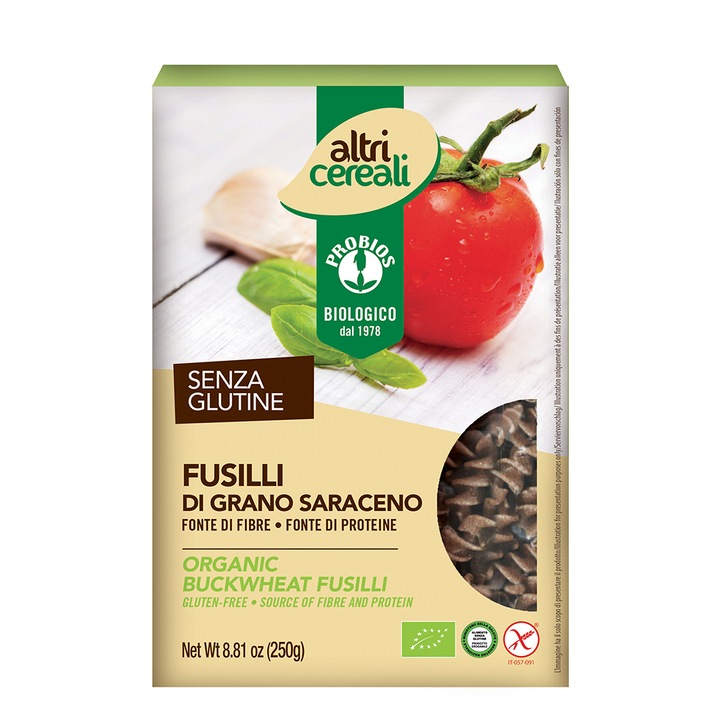 Paste Fusilli din hrisca Bio - fara gluten, Probios, 250g