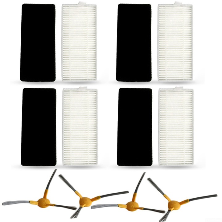 Set de piese de schimb YANYXR pentru Tesvor V300 BCS3088279, filtre HEPA, bureti si perii laterale, multicolor, 4 filtre/4 bureti/4 perii