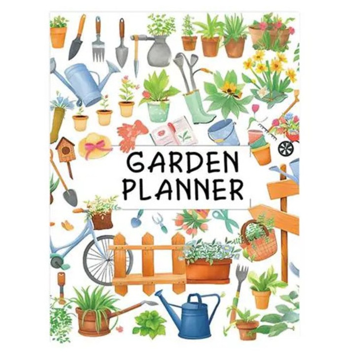 Planner de gradina K0285-EP0814-HJ23126, caiet de planificare pentru gradinarit cu sectiuni pentru irigare si fertilizare, multicolor