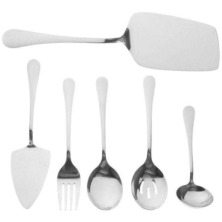 YANYXR BCS3561048 6 részes tálalóeszköz készlet, rozsdamentes acél, ezüst