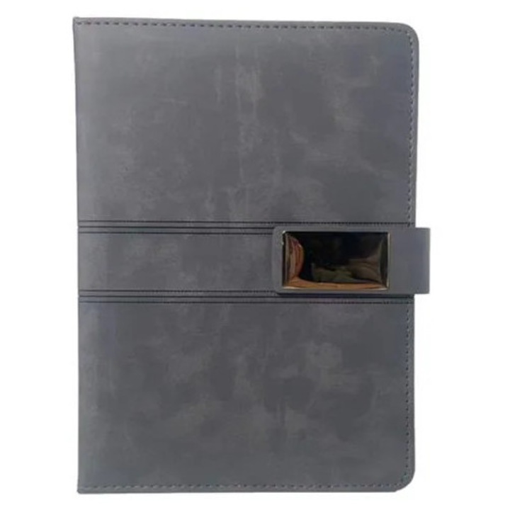 Notebook A5 K0285-EP0814-HJ26968, coperta dura din PU, inchidere magnetica, suport pentru pix, gri