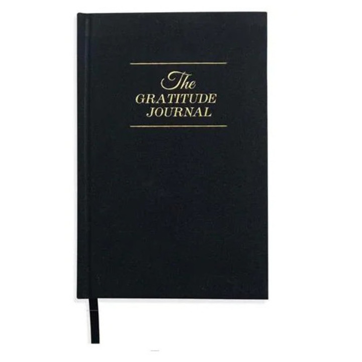 Jurnal de recunostinta A5, coperta hardcover din panza, pagini ghidate, hartie neagra groasa, semn de carte panglica, negru, K0285-EP0814-HJ23881