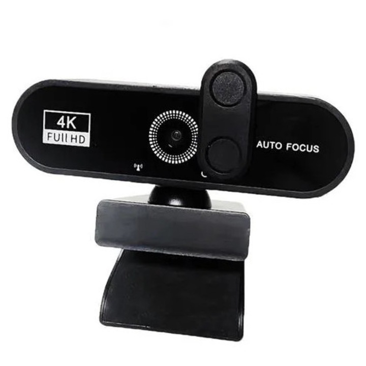 Уеб камера W76/4K Pro K0285-EP0814-HJ24919, 4K Ultra HD, автофокус, вграден микрофон, капачка за обектив, TF карта 32GB, черна