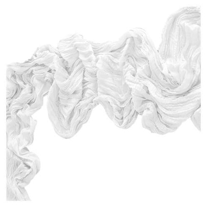 K0285-EP0814-HJ28079 poliészter asztali futó, fodros, fehér, 90 x 300 cm
