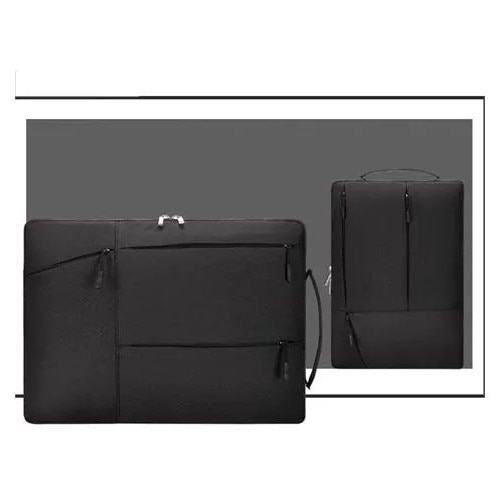 Geanta pentru laptop din Oxford, rezistenta la socuri si impermeabila, rezistenta la zgarieturi, cu buzunare frontale, negru, 14 inch