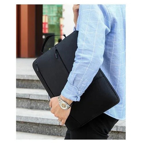Geanta pentru laptop din Oxford, rezistenta la socuri si impermeabila, rezistenta la zgarieturi, cu buzunare frontale, negru, 14 inch