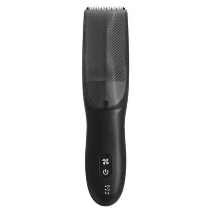 Masina de tuns, cu aspirare integrata, lama ceramica, USB reincarcabila fara fir, negru