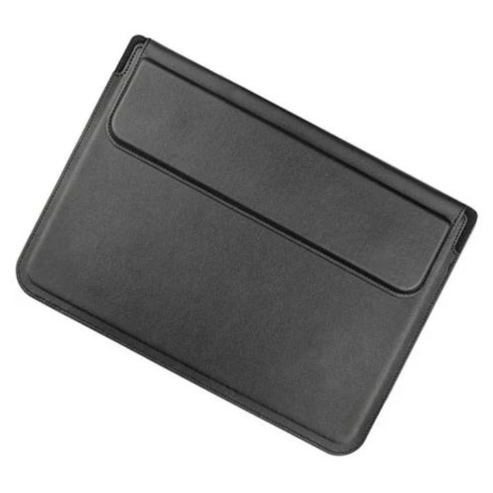 Husa pentru laptop 15/16 inch din piele, 3-in-1 (husa protectoare, suport pentru laptop si suport pentru incheietura), compatibil MacBook/Dell/Lenovo, negru, model K0285-EP0814-HJ28803