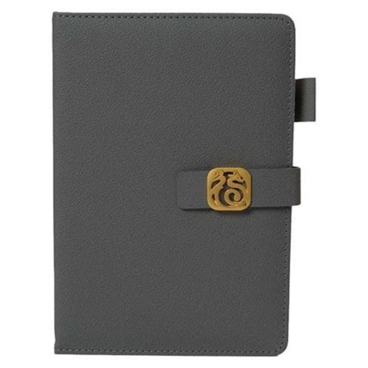 Caiet A5 K0285-EP0814-HJ26967, piele PU grosita, inchidere magnetica si suport pentru pix, gri, 14 x 21 x 1.8 cm