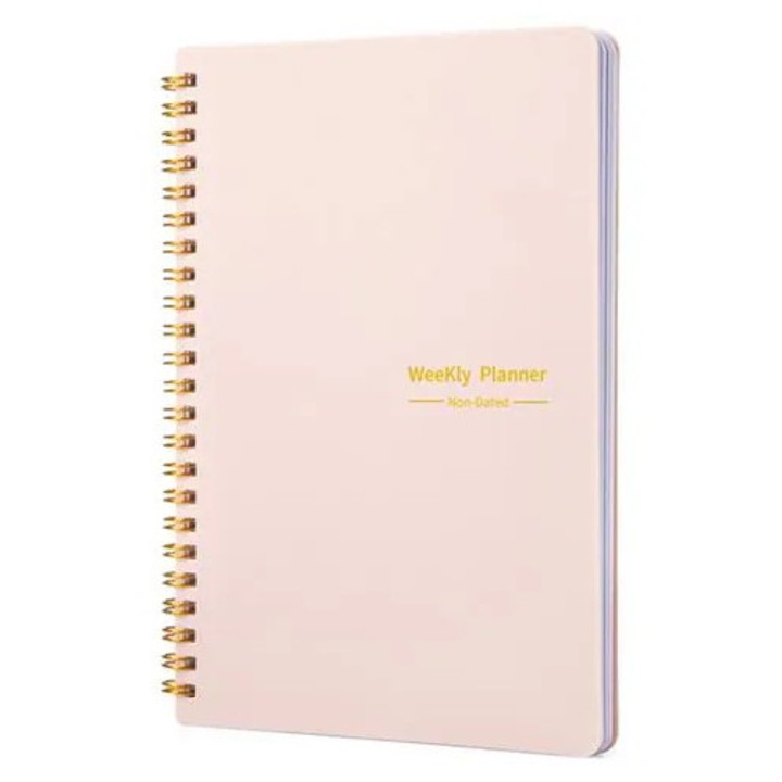 Planner saptamanal nedatat K0285-EP0814-HJ28524, 52 saptamani, A5, spirala, cu liste To-Do, roz