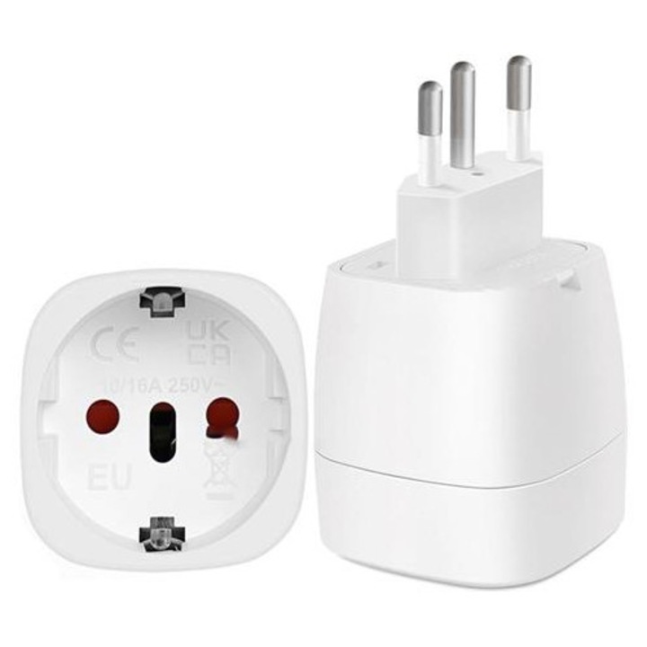 Adaptor de calatorie EU la Elvetia K0285-EP0814-HJ30801, compact, alb