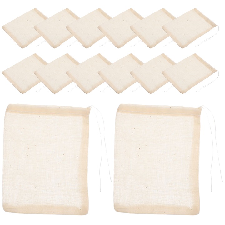 YANYXR BCS3563197 pamut szűrőtasakok, zsinórral és finom hálóval, hőálló, fehér, 25 db, 20 x 15 cm