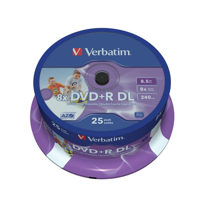 DVD+R Verbatim DOUBLE LAYER Printable 240 min 8.5GB 8x 25 бр./шпиндел