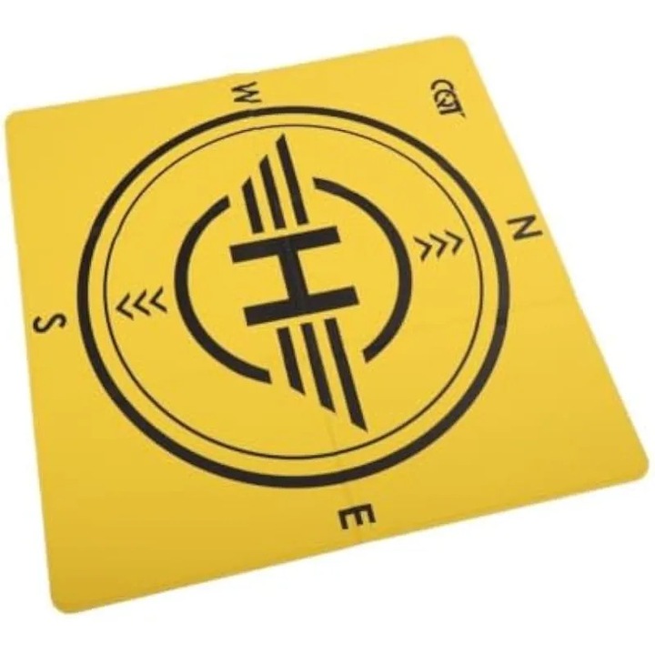 Platforma de aterizare pliabila pentru drone K0544-26814-2335-AMC, poliuretan dublu-fata rezistent la apa, vizibilitate ridicata, cu tarusi de ancorare inclusi, galben, 43 x 43 cm (pliabila 5 x 21,5 cm)