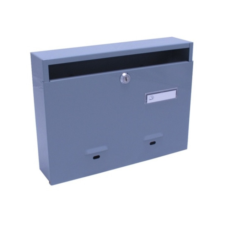 Postaláda, fekvő, záras, szürke