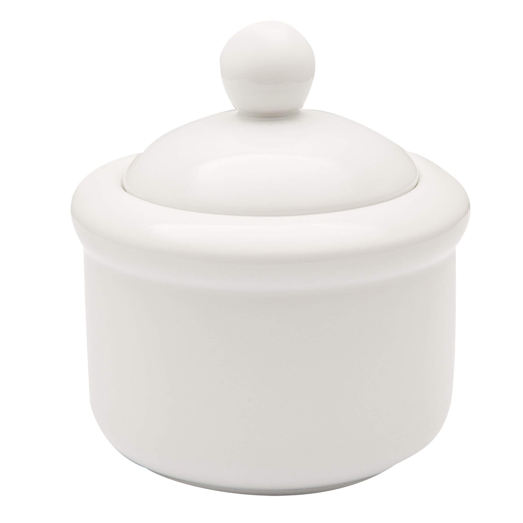 Zaharnita din portelan, ∅6 cm, 250 ml, cu capac, Alb