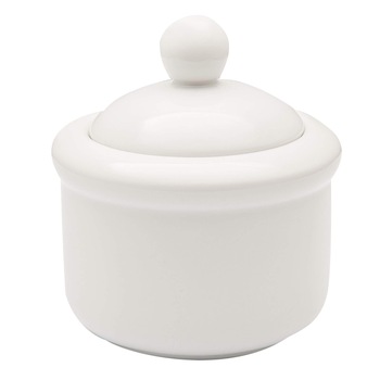 Zaharnita din portelan, ∅6 cm, 250 ml, cu capac, Alb Zaharnita din portelan, ∅6 cm, 250 ml, cu capac, Alb